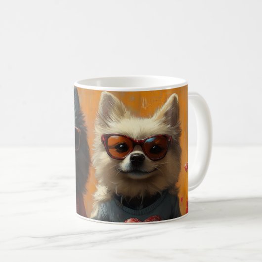 Keeshond met Hartrozen Valentijnsdag Koffiemok (Voorkant rechts)