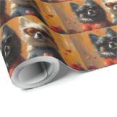 Keeshond met Heart Rozen Valentijnsdag Cadeaupapier (Rol Hoek)