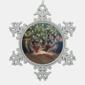 Keeshond met kerstboom tin sneeuwvlok ornament (Voorkant)