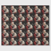 Keeshond met Kerstman Feestelijke Kerst Cadeaupapier (Vlak)