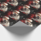Keeshond met Kerstman Feestelijke Kerst Cadeaupapier (Hoek)