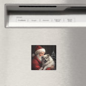 Keeshond met Kerstman Festieve Kerstmis Magneet (Insitu (Vaatwasser))