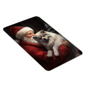Keeshond met Kerstman Festieve Kerstmis Magneet (Rechterzijde)