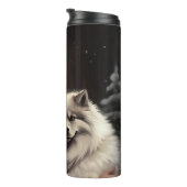 Keeshond met Kerstman Festieve Kerstmis Thermosbeker (Geroteerd rechts)