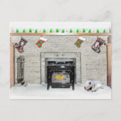 Keeshond met Kerstmis Puppy Dog met Fireplace Pain Briefkaart (Voorkant)