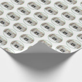 Keeshond met Kerstmis Puppy Dog met Fireplace Pain Cadeaupapier (Hoek)