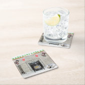 Keeshond met Kerstmis Puppy Dog met Fireplace Pain Kartonnen Onderzetters (Insitu)