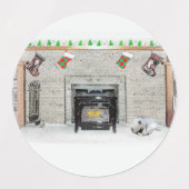 Keeshond met Kerstmis Puppy Dog met Fireplace Pain Labels (Design 1)
