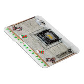 Keeshond met Kerstmis Puppy Dog met Fireplace Pain Magneet (Rechterzijde)