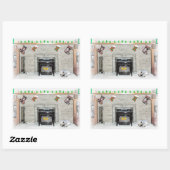 Keeshond met Kerstmis Puppy Dog met Fireplace Pain Rechthoekige Sticker (Vel)
