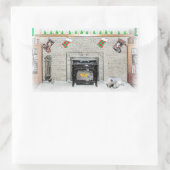 Keeshond met Kerstmis Puppy Dog met Fireplace Pain Rechthoekige Sticker (Tas)