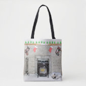 Keeshond met Kerstmis Puppy Dog met Fireplace Pain Tote Bag (Voorkant)