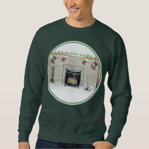 Keeshond met Kerstmis Puppy Dog met Fireplace Pain Trui