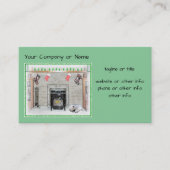 Keeshond met Kerstmis Puppy Dog met Fireplace Pain Visitekaartje (Voorkant)