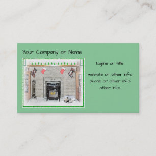 Keeshond met Kerstmis Puppy Dog met Fireplace Pain Visitekaartje