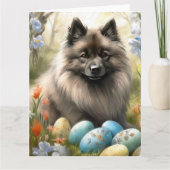 Keeshond met paaseieren kaart (Voorkant)