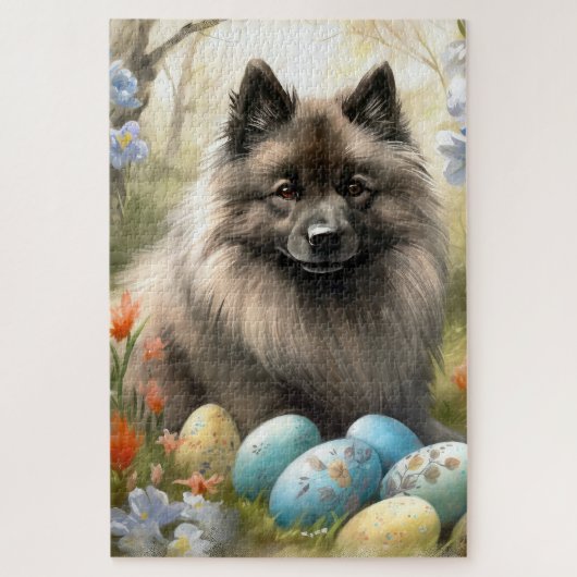 Keeshond met paaseieren legpuzzel (Verticaal)
