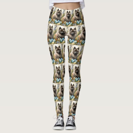 Keeshond met Pasen Eieren Leggings (Voorkant)