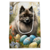 Keeshond met Pasen Eieren Medium Cadeauzakje (Achterkant)