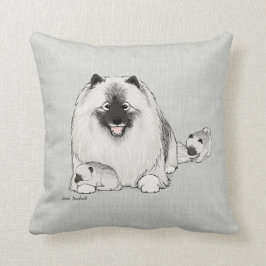 Keeshond met Puppies Kussen