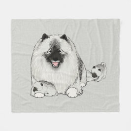 Keeshond met Puppies | Schattigee Keesie hondenfam Fleece Deken