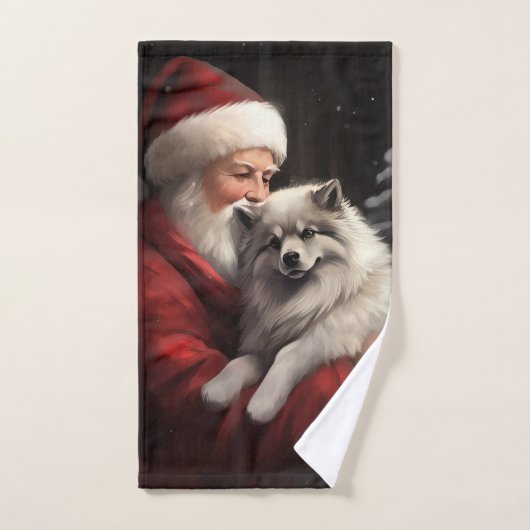 Keeshond Met Sinterklaas Feestelijke Kerstmis Bad Handdoek (Handdoek)
