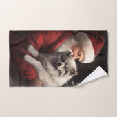 Keeshond Met Sinterklaas Feestelijke Kerstmis Bad Handdoek (Handdoek)