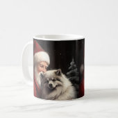 Keeshond Met Sinterklaas Feestelijke Kerstmis Koffiemok (Voorkant links)