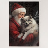 Keeshond Met Sinterklaas Feestelijke Kerstmis Legpuzzel (Verticaal)