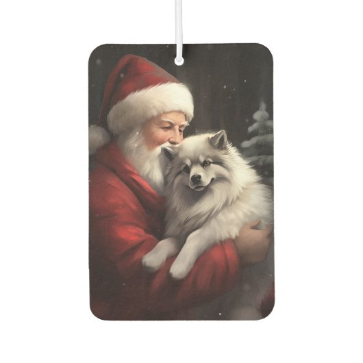 Keeshond Met Sinterklaas Feestelijke Kerstmis Luchtverfrisser (Voorkant)