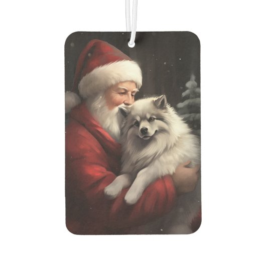 Keeshond Met Sinterklaas Feestelijke Kerstmis Luchtverfrisser (Achterkant)
