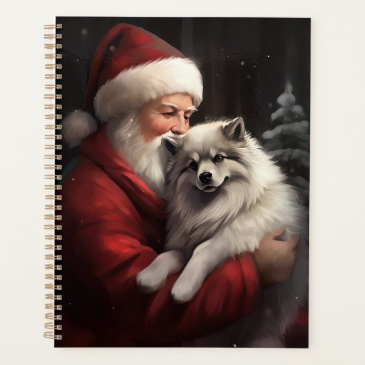 Keeshond Met Sinterklaas Feestelijke Kerstmis Planner (Voorkant)