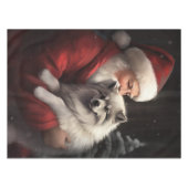 Keeshond Met Sinterklaas Feestelijke Kerstmis Tafelkleed (Voorkant (Horizontaal))