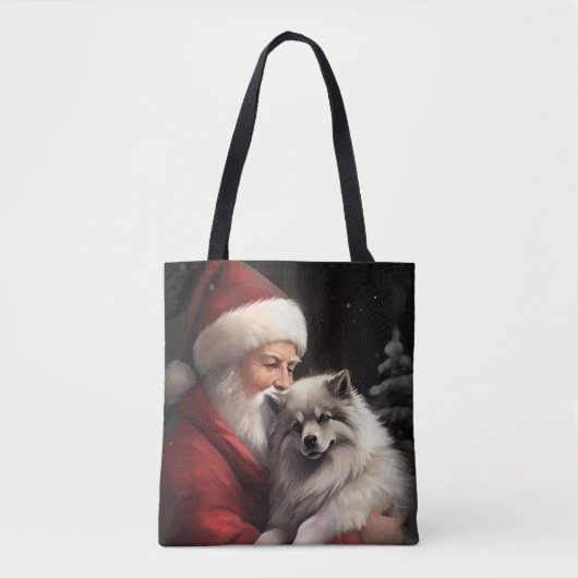 Keeshond Met Sinterklaas Feestelijke Kerstmis Tote Bag (Voorkant)