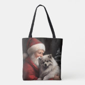 Keeshond Met Sinterklaas Feestelijke Kerstmis Tote Bag (Achterkant)