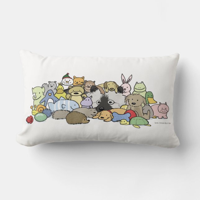 Keeshond met Toys Kussen (Voorkant)