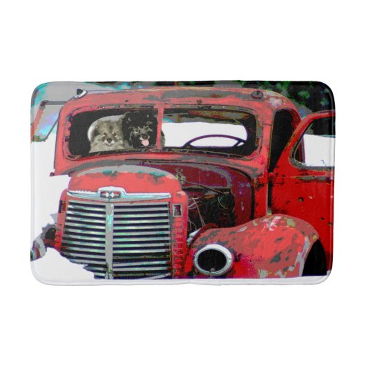 Keeshond Old Truck Paing Art Badmat (Voorkant)