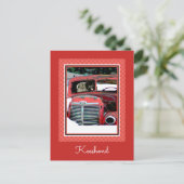 Keeshond Old Truck Paing Art Briefkaart (Staand voorkant)