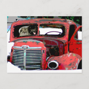 Keeshond Old Truck Paing Art Briefkaart