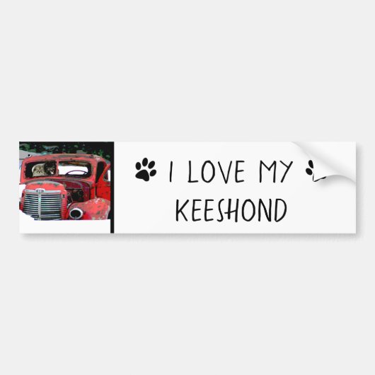 Keeshond Old Truck Paing Art Bumpersticker (Voorkant)