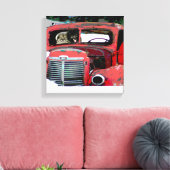 Keeshond Old Truck Paing Art Canvas Afdruk (Insitu (Woonkamer))