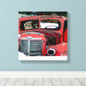 Keeshond Old Truck Paing Art Canvas Afdruk (Insitu (Houten vloer))