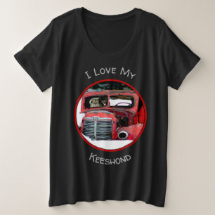 Keeshond Old Truck Paing Art Grote Maat T-shirt