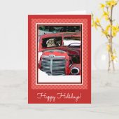 Keeshond Old Truck Paing Art Kaart (Gele Bloem)