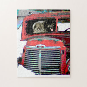 Keeshond Old Truck Paing Art Legpuzzel