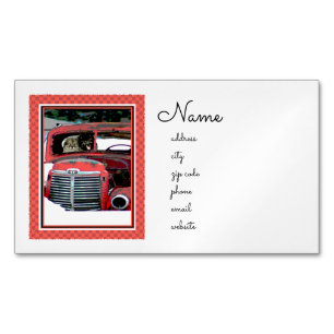 Keeshond Old Truck Paing Art Magnetisch Visitekaartje