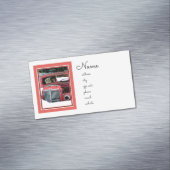 Keeshond Old Truck Paing Art Magnetisch Visitekaartje (Voorbeeld)