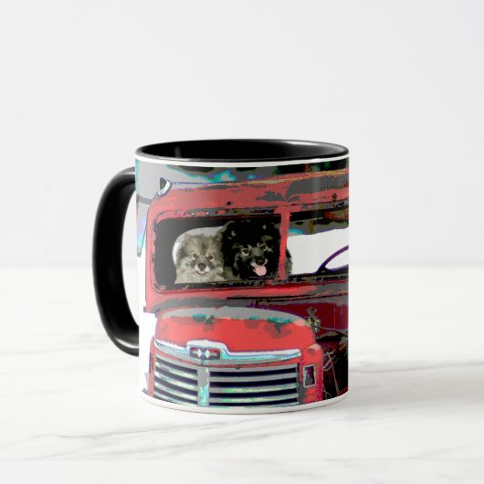 Keeshond Old Truck Paing Art Mok (Voorkant links)