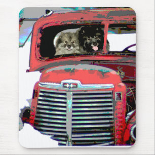 Keeshond Old Truck Paing Art Muismat