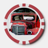 Keeshond Old Truck Paing Art Poker Chips (Voorkant)
